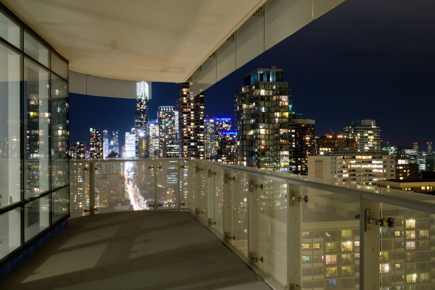 Apartment balcony view over the Dubai skyline