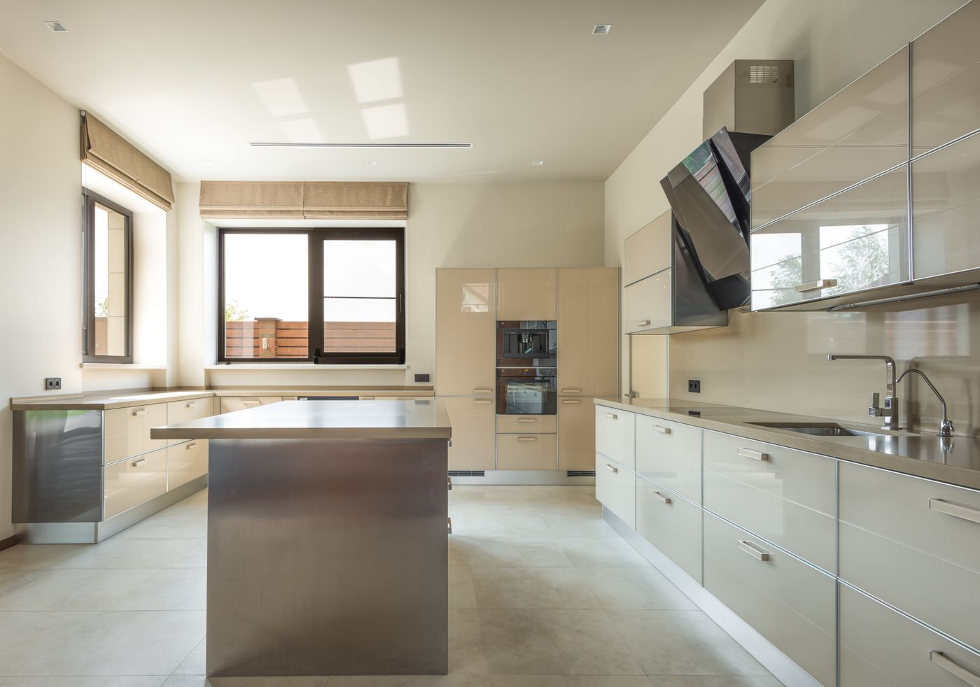 Kitchen renovation with stainless steel island