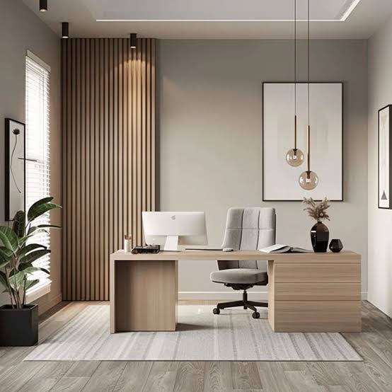 Executive office fit-out with feature wall panelling