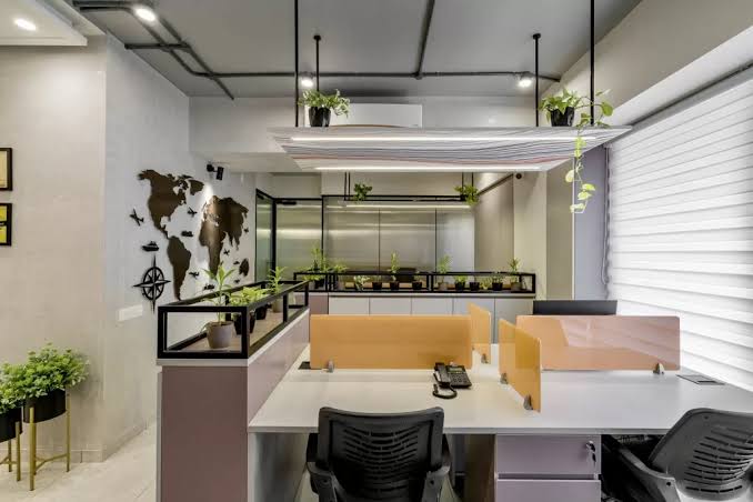 Office fit-out with workstation partitions and reception